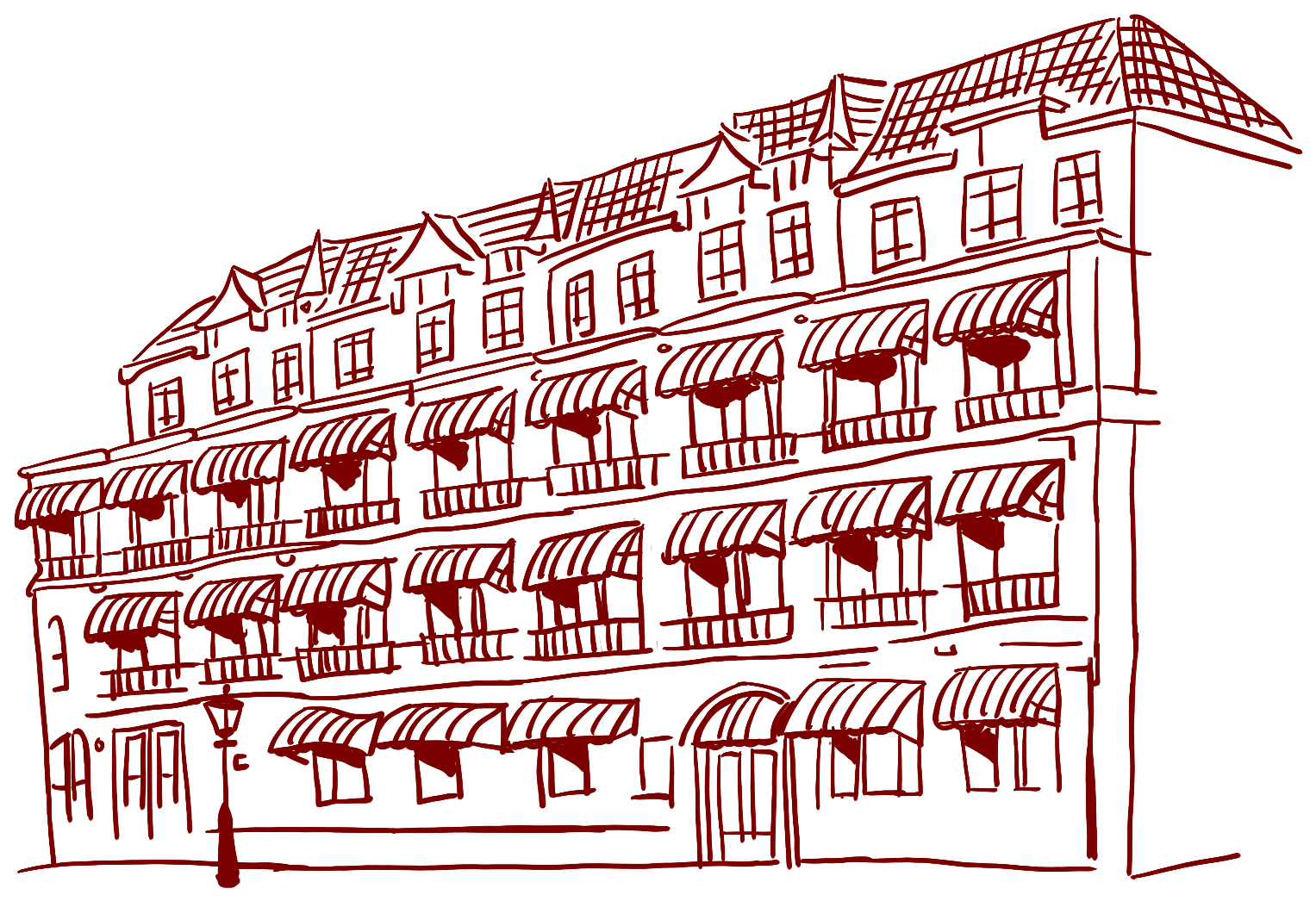Tekening van het Prinsengrachtziekenhuis